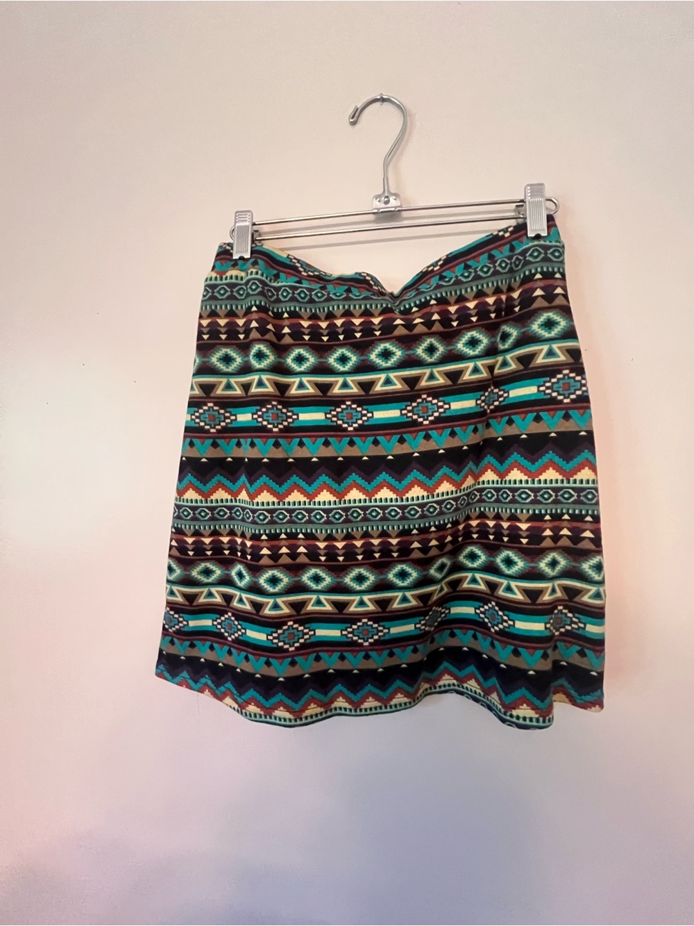 Double D Ranch Patterned Aztec Mini Skirt in Teal and Black